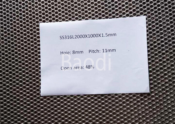 Lamiere di acciaio perforata durevole SS316 2000 x 1000 x 1.5mm per i filtri chimici