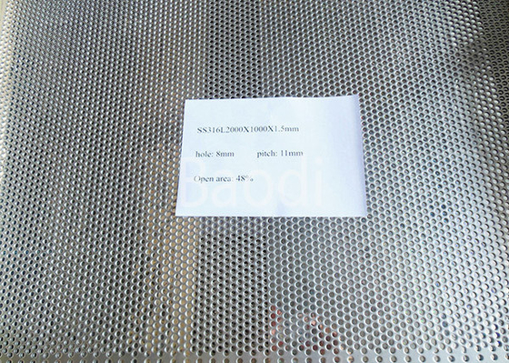 Lamiere di acciaio perforata di industria chimica 2000 x 1000 x 1.5mm con il foro rotondo 8mm