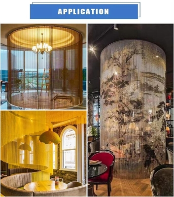 Design d'interni elegante e elegante con moderne tende architettoniche in rete di filo metallico a 27 kg / m2
